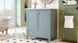 30" Bathroom Vanity with Sink Combo, Multi-functional Bathroom Cabinet with Doors and Drawer, Solid Frame and MDF Board, Green (Old Sku:SY999606AAC)