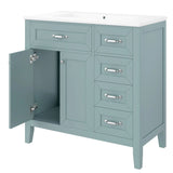 36" Bathroom Vanity with Sink Combo, Green Bathroom Cabinet with Drawers, Solid Frame and MDF Board (Old Sku:JL000007AAG-6)