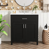 30-Inch  Bathroom Vanity with Ceramic Sink and Ample Storage - The Perfect Choice for Small Bathrooms