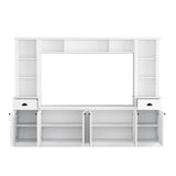 Minimalist Entertainment Wall Unit Set with Bridge for TVs Up to 75'', Ample Storage Space TV Stand with Adjustable Shelves, Modernist Large Media Console for Living Room, White (NEW SKU: SD000061AAK)