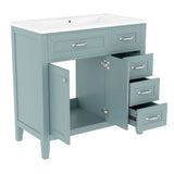 36" Bathroom Vanity with Sink Combo, Green Bathroom Cabinet with Drawers, Solid Frame and MDF Board (Old Sku:JL000007AAG-6)