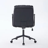Office Chair,Mid Back Home Office Desk Task Chair with Wheels and Arms Ergonomic PU Leather Computer Rolling Swivel Chair with Padded Armrest,The back of the chair can recline 40° (Black),SW1741BK