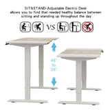 63"×30" Height Adjustable Electric Standing Desk Height Stand Up Computer Desk,Sit and Stand Home Office Desk with Splice Board (oak &white desktop+single motor white frame)