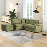 84.75" Sleeper Sofa Bed,2 in 1 Pull Out sofa bed L Shape Couch with Storage Ottoman for Living Room,Bedroom Couch and Small Apartment, Beige