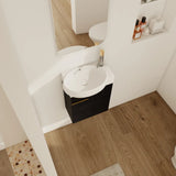 Soft Close Doors Bathroom Vanity With Sink,16 Inch  For Small Bathroom