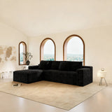 104.3*68.9"Modular sectional sofa seat,Upholstered compressed couch for living room,Bedroom,Apartment,No assembly required,2PC free combination,Plush corduroy fabric,BLACK