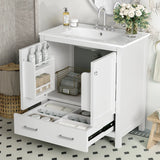 30 Inch Green Bathroom Vanity with Single Sink, Combination Under Counter Sink, Bathroom Storage Cabinet with 2 Doors and a Drawer, Soft Closure, Multifunctional Storage(WF324043)