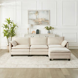 107-inch L-shaped sofa with cotton-linen velvet texture, corner sofa with storage function on the side, suitable for living room, and spacious space,3 seats can be extended