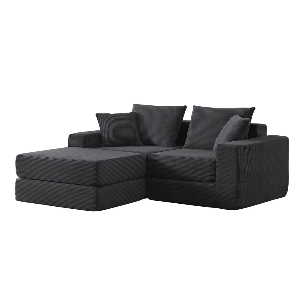 Modular Sectional Loveaeat Cloud Sofa, Boneless Couch with Non Slip Base, Cozy Sleeper Sofa for Customizable Living Spaces, Modern Modular Couch with L-Shape Chaise, Deep Seat & No Assembly