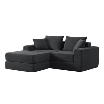 Modular Sectional Loveaeat Cloud Sofa, Boneless Couch with Non Slip Base, Cozy Sleeper Sofa for Customizable Living Spaces, Modern Modular Couch with L-Shape Chaise, Deep Seat & No Assembly