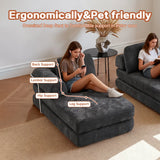 104" Boneless sofa,Sectional Compressed Couch with Chaise, Deep Seat Modular Sectional Sofa Chenille Memory Foam Sofa Boneless Couches for Living Room Bedroom, No Assembly Required