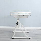 WHITE adjustable tempered glass drafting printing table with chair