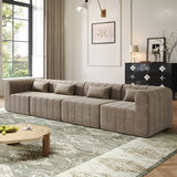 145.5 Inch Modular Full-Compressed Sectional Sofa, Espresso Polyester Upholstered Modular Sofa with 4 Pieces, Compressed Sponge Modular Couch for Living Room