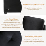 Sleeper Sectional Sofa, L-Shape Corner Couch Sofa-Bed with Storage Ottoman & Hidden Arm Storage & USB Charge  for Living Room Apartment, Black