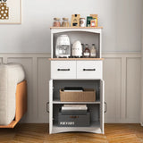 Wooden Kitchen Cabinet White Pantry Storage Microwave Cabinet with Storage Drawer