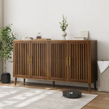 Sideboard Buffet Cabinet with Storage,  Farmhouse Buffet Cabinet with Louvered Doors, Wood Coffee Bar Storage Cabinet for Kitchen, Dining Room, Living Room, Entryway, Walnut,31.5" W