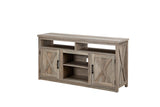 Farmhouse Barn door TV Media Stand Modern Entertainment Console for TV Up to 65" with Open and Closed Storage Space, Gray Wash, L57.87*W15.75*H30.31