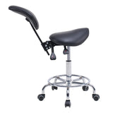Saddle Stool Chair with Backrest Swivel Hydraulic Ergonomic Tilt Seat Chair with Wheels Footrest for Medical Hospital Clinic Dental-Black