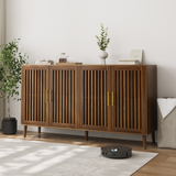 Sideboard Buffet Cabinet with Storage,  Farmhouse Buffet Cabinet with Louvered Doors, Wood Coffee Bar Storage Cabinet for Kitchen, Dining Room, Living Room, Entryway, Walnut,31.5" W