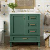30" Bathroom Vanity , Modern Bathroom Cabinet with Sink Combo Set, Bathroom Storage Cabinet with a Soft Closing Door and 3 Drawers, Solid Wood Frame(Black)
