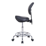 Saddle Stool Chair with Backrest Swivel Hydraulic Ergonomic Tilt Seat Chair with Wheels Footrest for Medical Hospital Clinic Dental-Black