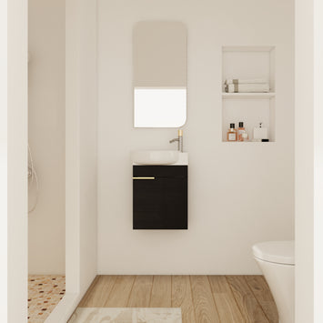 Soft Close Doors Bathroom Vanity With Sink,16 Inch  For Small Bathroom