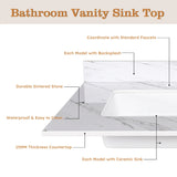 43 Inch Marble Vanity Top, White Vanity Top with 1 Pre-drilled Faucet Holes, Bathroom Vanity Top with Undermount Rectangular Middle Sink and 4" Height Backsplash,  Bianco Carrara Venato