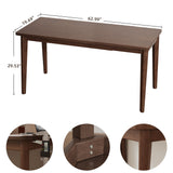 Solid Wooden Desk,63 x 19.7 Inch Desks, Rubberwood Mid Century Modern Desks, Small Writing Desk for Bedroom,Small Spaces - Walnut Color