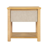 Wood Nightstand,Modern Nightstands with Drawer, Farmhouse Bedside Table for Bedroom Living Room ,MP2(set of 2) Natural&Beige Color