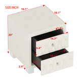 Elegant Velvet Nightstand with 2 Drawers and Crystal Handle, Storage Bedside Table with Button-Tufted, Beige