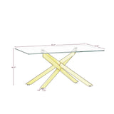 39.37" Rectangular Clear Tempered Glass Coffee Table,Stylish Design with Golden Metal Legs, Coffee Table for Living Room