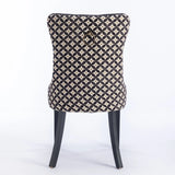 Classic Velvet Dining Chairs,  High-end Tufted Solid Wood Contemporary Velvet Upholstered Dining Chair with Wood Legs Nailhead, SET OF 2,Black and Patterned,SW2201BK