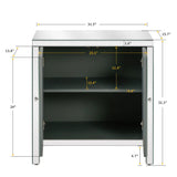 Storage Cabinet With Mirror Trim And Diamond Shape Design  Spliced Combination For Living Room, Dining Room, Entryway, Kitchen