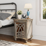 Antique Grey Wood Nightstand