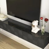 Floating TV Stand Wall Mounted with 16 Color LEDs,67" Modern TV Stand, Floating TV Cabinet Entertainment Center for 55 60 65 Inch TV,Black