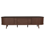 70 Inch Mid Century Modern TV Stand, TV Stand for 80 Inch TV, TV Stand with Tambour Doors, Drawers and Power Outlet, TV Consoles for Living Room, Bedroom