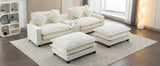 111" Sectional Sofa Chenille Upholstered Sofa with Two Removable Ottoman, Two USB Ports, Two Cup Holders and Large Storage Box for Living Room (Old SKU:SG001480AAA), Beige