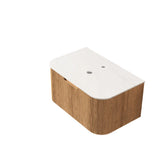 DINA 30'' Wall Mounted Cabinet, with Carrara White Artificial Marble Countertop and Drawer, NO Basin, NO Faucet, Natural Woodgrain Color