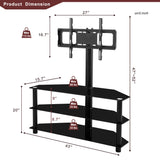 Black Multi-function TV Stand Height Adjustable Bracket Swivel 3-Tier