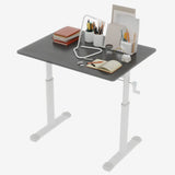 Adjustable study desk suitable for children and adults, height-adjustable, multi-functional home office desk, compact design, desktop dimensions: 60cm × 80cm, white frame, gray tabletop.