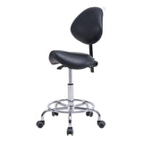 Saddle Stool Chair with Backrest Swivel Hydraulic Ergonomic Tilt Seat Chair with Wheels Footrest for Medical Hospital Clinic Dental-Black