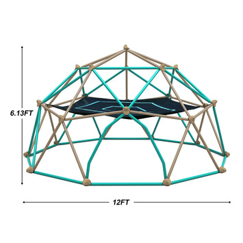 12ft Geometric Dome Climber Play Center, Kids Climbing Dome Tower with Hammock, Rust & UV Resistant Steel Supporting 1000 LBS