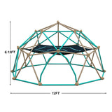 12ft Geometric Dome Climber Play Center, Kids Climbing Dome Tower with Hammock, Rust & UV Resistant Steel Supporting 1000 LBS