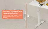 Adjustable study desk suitable for children and adults, height-adjustable, multifunctional home office desk, compact design, desktop dimensions: 60cm × 120cm, white frame, white tabletop.