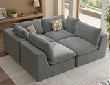 Modular Sectional Sofa Couch,135inch Oversized LoveSofa,L Shape Sofa, 4 Seater  Upholstered with Corduroy Fabric Couches with 2 Pillows