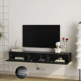 Floating TV Stand Wall Mounted with 16 Color LEDs,67" Modern TV Stand, Floating TV Cabinet Entertainment Center for 55 60 65 Inch TV,Black