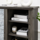 Mantel Stone TV Media Stand with with Faux Stacked Stone Surround, Modern Entertainment Console with Open Storage Space,Grey, 58.31"W*15.39"D*26.06"H