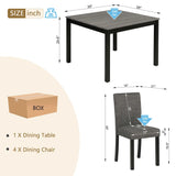 5-Piece Dining Table Set with 4 Chairs, Dining Table Set for 4 with Chairs, Wooden Dining Table Set for Kitchen, Dining Room, Light Grey & Black Two Tone