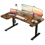 L-Shaped 59" Height Adjustable Electric Standing Desk, Sit and Stand Up Computer Desk For Home Office rustic brown