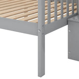 Twin over Full Stairway Bunk Bed with Storage, Gray